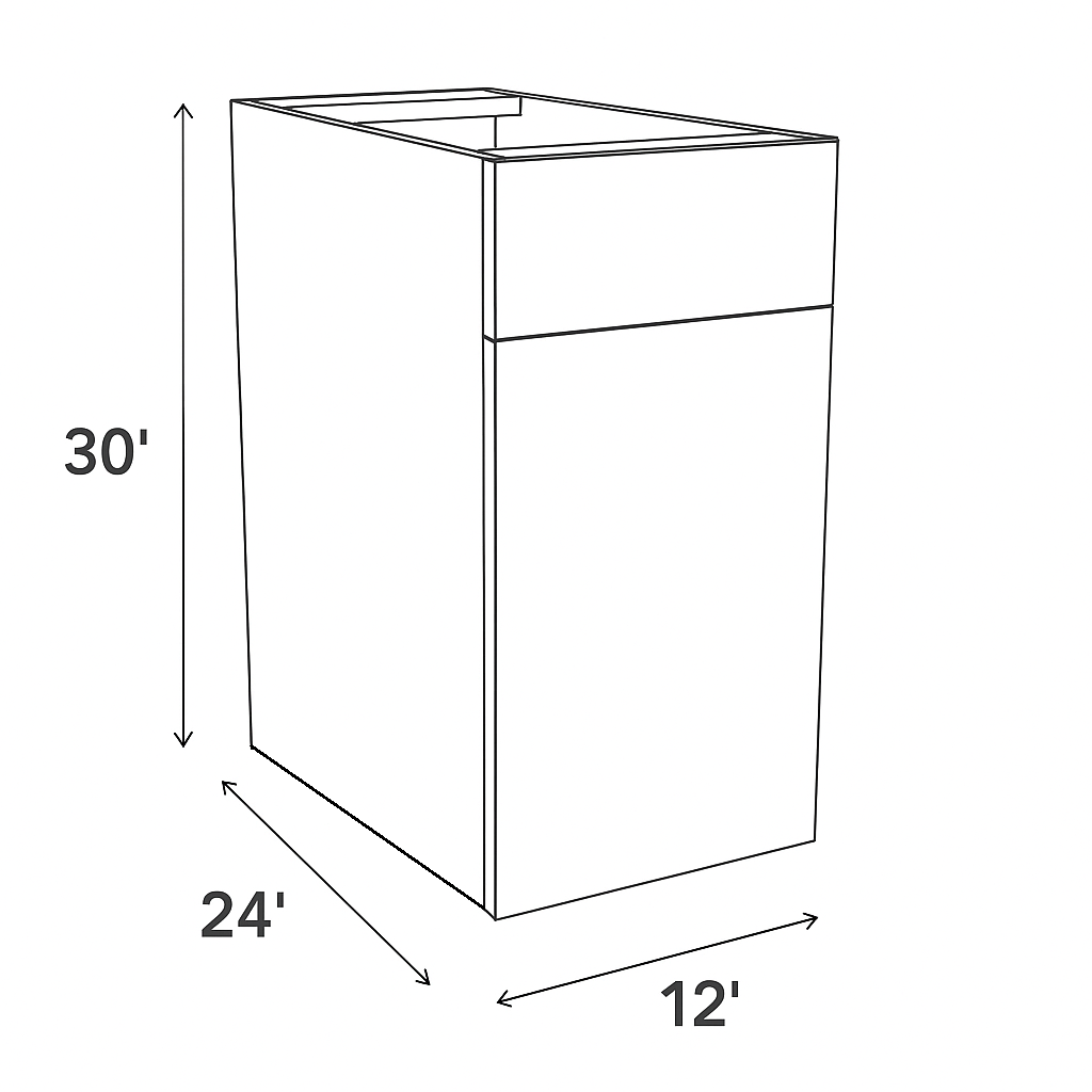 12 Inch Base Cabinet 1 Drawer 1 Door (Code - BC124)