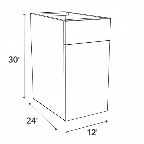 12 Inch Base Cabinet 1 Drawer 1 Door (Code - BC124)