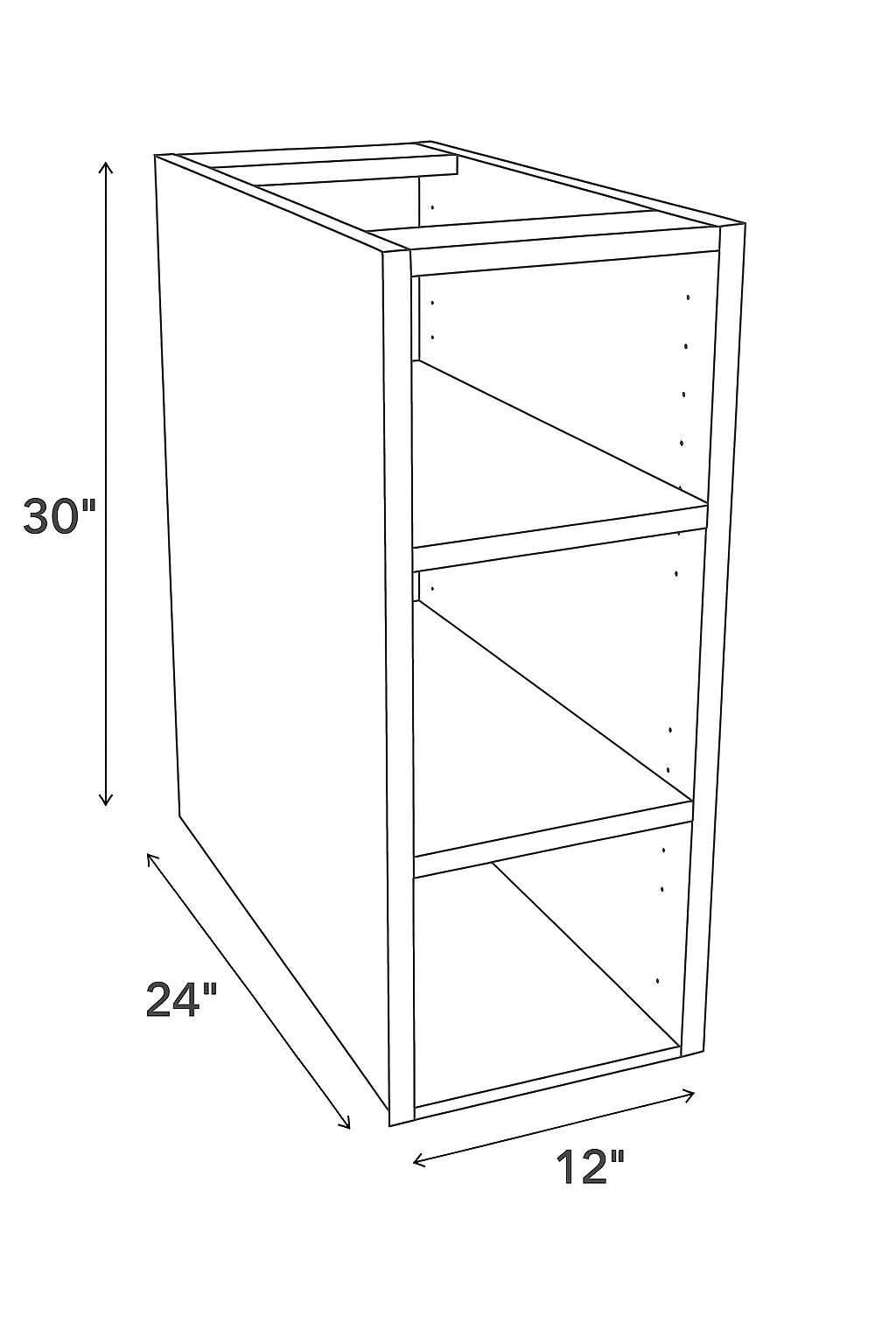 12 Inch Base Cabinet w Shelves (Code - BC125)